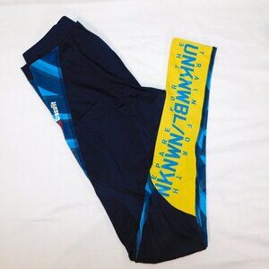 Reebok Crossfit Blue Yellow Train / Prepare For the Unknowable Tights Womens M